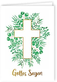 Friendly Fox Christliche Grußkarte Gottes Segen, 3x Klappkarten mit Kraftpapier Umschlag, ideal als Karte Taufe Kommunion Konfirmation Hochzeit
