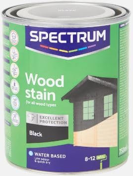 Vintage Luxury Spectrum Holzbeize Schwarz 750 ml, Holzlasur Auf Wasserbasis, Für Holzmöbel für Innen und Außen, Gartenmöbel, Schuppen und Zäune(Schwarz)
