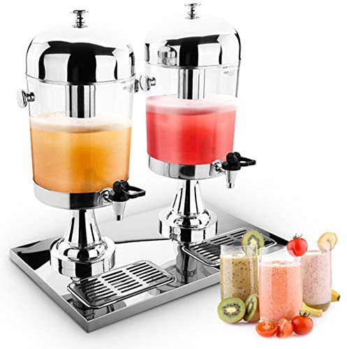 Stainless Steel Juice Dispenser, Cold Drink Dispenser Heavy Duty Cold Juice Drink Commercial Beverage Dispenser Double/Three Head Juicer Dispenser for Breakfast Buffet Bars Hotels,Three Head (Double