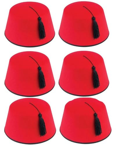 XNHIU Fez Hut Türkischer Hut Non Woven Cap mit Quaste Unisex Kostüm Zubehör Neuheit Kopfbedeckung für Halloween Cosplay Performance (6)