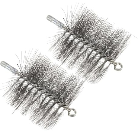 PATIKIL 5inch Chimney Brush, 2pcs Chimney Cleaning Brush Round Sweep Poly Steel Wire Chimney Cleaning Brush M12 Threaded for Chimney Fireplace Flue Pipe Rust Rod, 120mm