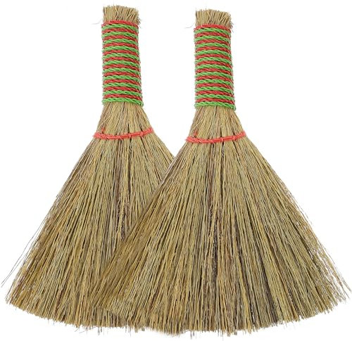 SOLUSTRE 2 Stück Küchenreinigungsbesen Thai-Grasbesen Kurzstielbesen Stroh Weicher Besen Schneebesen Kehrbesen Und Kehrschaufel Kinderschreibtisch Reinigungsbesen Staubwedel Kind Innen