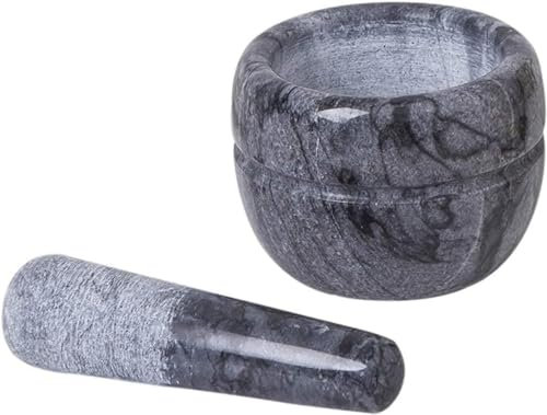 TJLVYCNB Juego de mortero y maja, tazón pequeño de mármol, molinillo de piedra sólida, triturador de hierbas y especias, triturador de pastillas