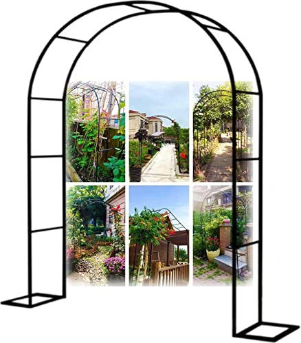Rosenbogen, Garten-Torbogen Aus Metall, Pergola Rankhilfe Verzinkt Rost, Laubengang Rankgestell Mit Sockel Für Verschiedene Kletterpflanzen, Einfache Montage, 6 Größen,120x220x40CM