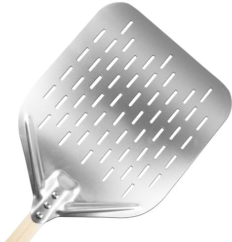 SPORWAY Pala per pizza in acciaio inox, con manico rimovibile, per barbecue a gas, barbecue e forno, per riporre facilmente la pizza grande, 40 x 30 cm