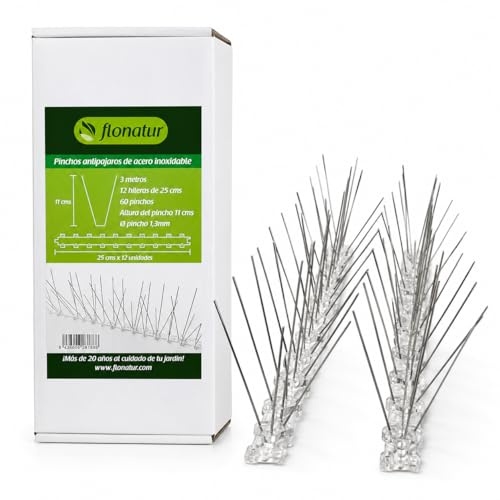 Pinchos Antipalomas de Acero Inoxidable, 3 Metros, Solución Eficaz para Repeler y espantar Todo Tipo de Aves, Cumple con la Ley protección Animal 2024, fácil instalación (1)