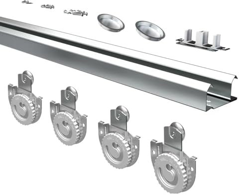 Bypass Sliding Door Hardware 96, Bypass Wardrobe Closet Door Track Set, Smoothly and Quietly, for 2 Door System