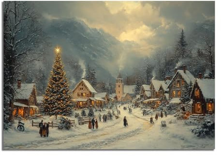TZKRWRH Grau, weiß Weihnachten Wandbilder Christmas Bilder Kunstdruck, Weihnachtliche Berge Weihnachtsbilder Bilder Poster Weihnachten Kunstdruck Poster Bilder-50x70cm Ungerahmt