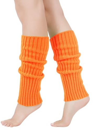 GoGou Stulpen Damen, Bequem Gestrickte Beinwärmer Warm Legwarmers Winter Beinstulpen für Frauen & Mädchen,Orange