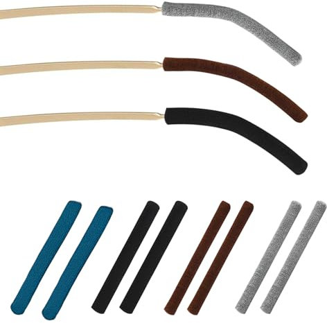 8 PCS Eyeglass Ear Cushions Glasses Arm Covers Anti Slip Cotton Glasses Ear Cushions Glasses Ear Grips Eyeglass Pads Behind The Ear Eyewear Retainer Glasses Arm Sleeve for Sunglasses Glasses 4 Colors
