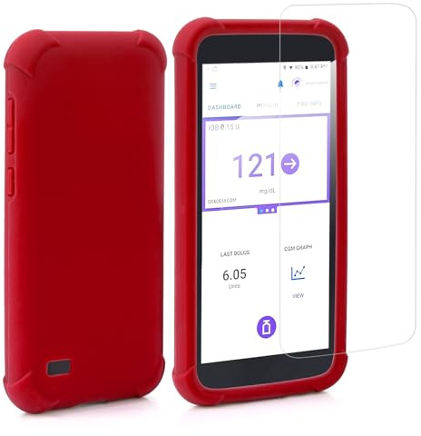 Compatible with Omnipod 5 PDM, Silicone Case & Tempered Glass Film Kit, Receiver Full Protection Set with Protective Cover & HD Screen Protector for Omnipod5, Anti-Fingerprint, Easy Installation
