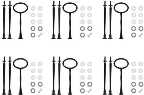 JUMUAO 6 Pack Etageren Stangen Set, 2 Bis 3 Etagere Etagen Tortenstaender,Vintage Metallstangen Mittellochausstech,Tortenständer Tortenhalter für Kuchen, Obsttablett, Pralinen, Süßigkeiten (Schwarz-3)