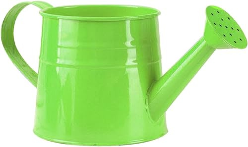 Gießkanne Klein, 1L Mini Gießkanne aus Metall, Giesskanne Zimmerpflanzen, Gartengießkanne Blumenkessel Blumentopf Vintage Kleine Vasen für den Balkon, Garten, Home Office, stabil (Grün)