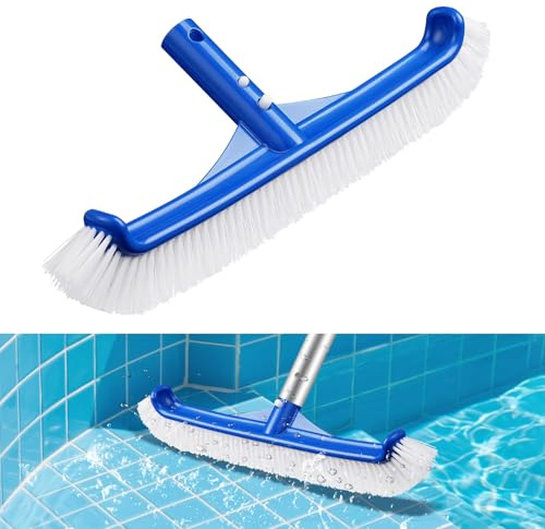 Poolbürste, 43CM Pool Reinigungsbürste, Pool Bürste mit Nylonborsten EZ-Clip, Reinigungsbürste, Poolbesen für Reinigung Pool Wänden, Fliesen, Böden