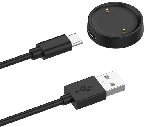 Ermorgen USB C Ladegerät kompatibel mit Amazfit Active 2 / Amazfit Bip 6 Ersatz für Ladestation, USB C 100 cm Ladekabel für Amazfit Active 2 / Amazfit Bip 6 - Schwarz