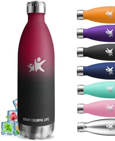 Trinkflasche- 1l- Trinkflasche Edelstahl, Thermosflasche Auslaufsicher, Kann mit dir Tragen, Wasserflasche Kohlensäure Geeignet, BPA-Freie, Wasserflasche Doppelwandig, für Reisen, Camping, Yoga