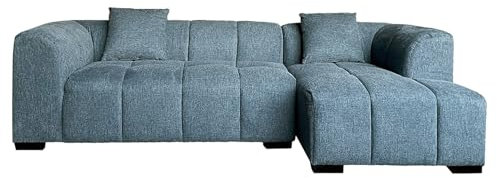 Riess Ambiente Modernes Ecksofa City - 245cm - Strukturstoff - blau - 3-Sitzer Couch inkl. Kissen Eckcouch Sofa Wohnlandschaft