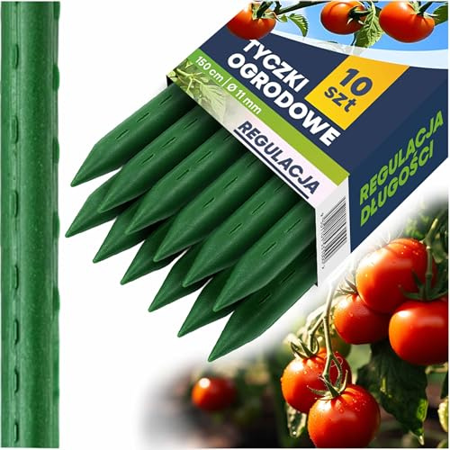 Plonos Rankhilfe 10er Set Pflanzstäbe 150 cm für Tomaten Gurken Erbsen Tomatenstangen Grün