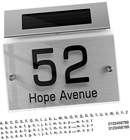 CLISPEED Plaque Adresse Solaire Avec Lampe Intégrée Numéro De Maison Éclairage De Porte Applique Murale Solaire Pour Jardin Ou Porche