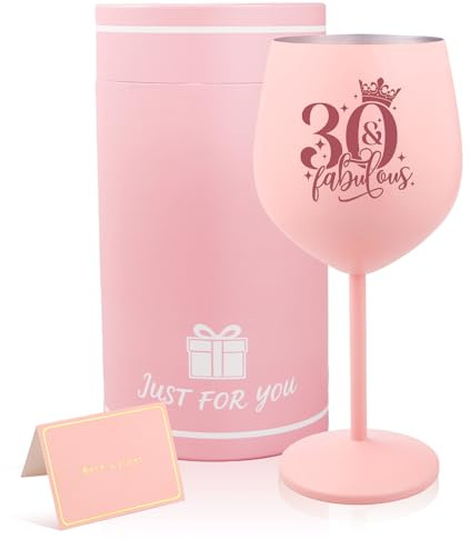 Bliceon 30th Birthday Gifts for Women, Personalised Wine Glass Gift for Unusual Women 30th Birthday Gifts, Anniversary, Party Decoration (Pink)