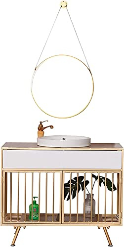Lavabo da appoggio Indipendente, lavabo da Hotel, mobiletto per lavabo da Bagno, mobiletto da appoggio Indipendente, Supporto Rimovibile in Stile Industriale, Ferro (Colore: con sp