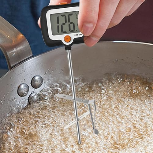 Termometro da cucina – Strumento di misurazione della cucina a sonda lunga con clip per pentola, termometro digitale per pasticceria con display rotante, per ristorante frittura cottura alla griglia