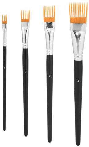 4pcs Pinceaux en Forme Peigne, Quatre Tailles Pinceaux Plats Texturés Professionnels Adaptés à la Peinture Acrylique la Peinture à l'huile l'Aquarelle Gouache