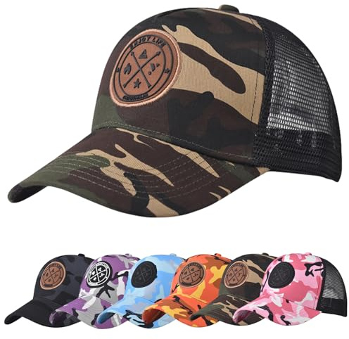 Enwokran Baseballkappe Herren Einstellbare Masche Rückseite Baseball Hut, Sommerhut Sonnenhut Sportlicher Draußen Kappen Hüte Gestickte Verstellbar Sonnenschutz Basecap (Gelbe Tarnung)