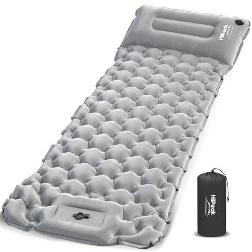 HiiPeak Isomatte – Suede Aufblasbare Camping matratze mit Integriertem Kopfkissen, Wasserdicht Luftmatratze Outdoor, Kompaktes Packmaß, Isomatte Ultraleicht für Wandern und Strand