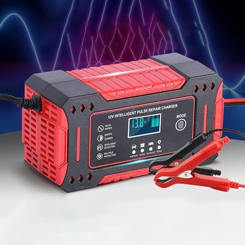 birnn Chargeur de Batterie Moto 12V pour Triumph Scrambler 900 (Classic) 2024 2025, Chargeur Automatique avec Maintien de Charge pour Moto, Scooter, Quad, Tondeuse et Batterie Auto,A Red