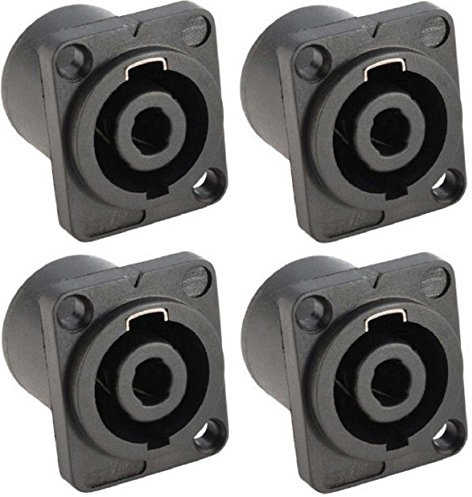 4x ADAM HALL - Connectors K4PSM4BLK Einbaubuchse 4 polig - SPKn speakON Lautsprechereinbaubuchse Einbaustecker