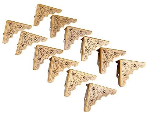 12Pcs Box Corner Protector Guard Edge Cover Antique Brass Jewelry Corner Case Chest