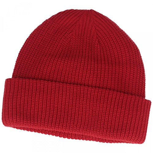 Breiter Strickmütze Beanie weiches Thinsulate™ Fleece-Futter 7 cm Umschlag Rot One Size