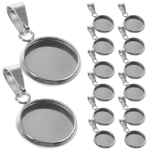 Milisten Edelstahl Anhänger 20 Stück 10Mm Runde Cabochon Fassungen Mit Befestigungsring Für Diy Schmuckschalen Halskette Epoxidharz Kunsthandwerk Zubehör