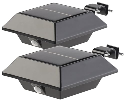 Lunartec Dachrinnen Solarleuchten: 2er-Set Solar-LED-Dachrinnenleuchten mit PIR-Sensor, 160 lm, schwarz (Dachrinnen LED, Solarlampe Dachrinne, Lampen)