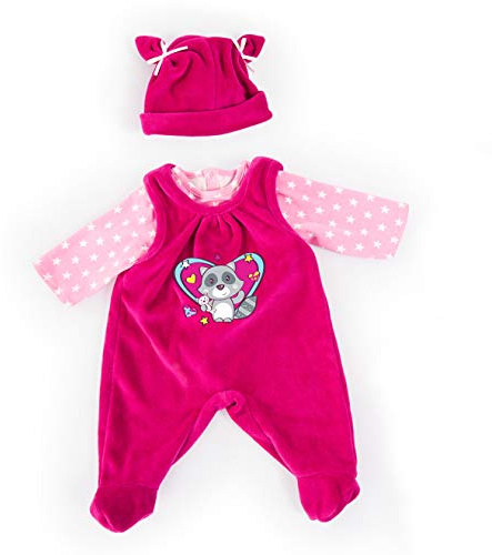Bayer Design Puppenkleidung, mehrteilige Puppenanziehsachen, Puppenzubehör | für 33 - 38 cm Puppen geeignet, rosa, mit niedlichem Tiermotiv
