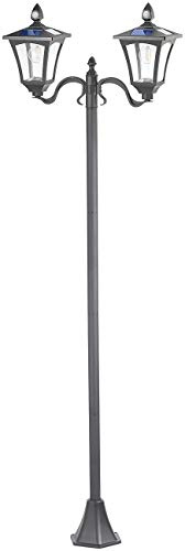 Royal Gardineer Solar Parkleuchte: Solar-LED-Gartenlaterne,180 cm, 2 flammig, PIR- & Licht-Sensor (Wegeleuchte, Mastleuchte, Parkplatz)