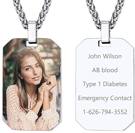 Richsteel personalisierte Dog Tag Anhänger für Foto/Text Herren Damen Kette Militär Armee Erkennungsmarke Anhänger mit Geschenkebox als Bedeutsame Geschenke