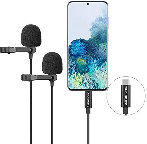 Saramonic LavMicro U3C Digitales Doppelkopf-Lavalier-Omnidirektionales Aufsteckmikrofon mit USB-Typ-C-Anschluss Kompatibel mit iPad Pro, Mac-PC, Samsung, Google Nexus und anderen USB-C-Smartphones