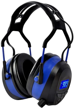 GARDTECH Ear Defenders, Noise Cancelling Headphones with Bluetooth MP3 FM Radio, NRR 29dB Safety Ear Muffs with LCD Display and 4GB Built-in SD Card for Adults & Garden Work (Blue)