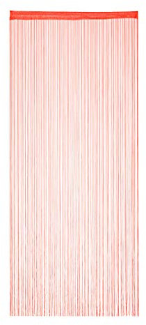 Relaxdays Cortina de Hilos para Puertas y Ventanas, Lavable, para Cortar a Medida, Visillo 90x245 cm, Rojo