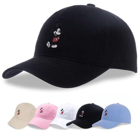 Concept One Disney Mickey Mouse Embroidered Cotton Adjustable Dad Hat with Curved Brim