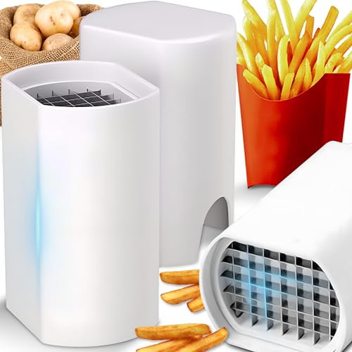 Retoo Cortador papas fritas, Apto para Lavavajillas, Acero Inoxidable, Ahorra Espacio para Patatas Hervidas, Cortador de Frutas, para Verduras, Blanco