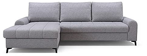 All4All Ecksofa Leoni Polstersofa mit Schlaffunktion Bettkasten Sofa Couch Wohnlandschaft Eckcouch Bett Links Rechts 13 (Links)