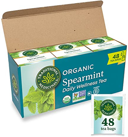 Traditional Medicinals Tea, Organic Spearmint, Supports Everyday Wellness, Healthy & Refreshing, 48 Tea Bags (3 Pack)