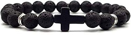 KARDINAL WEIST Kruzifix - Kreuz Lava Perlen Armband - GLAUBE - LIEBE - HOFFNUNG - Gebetskette, Rosenkranz, Gebetsarmband - №1