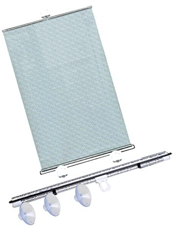 Sonnenschutz Rollo Auto,Verdunkelungsrollo Mit Saugnapf,Fensterrollo Rollo Dachfenster,Sichtschutz Einziehbarer,Sonnenblende,Temporäre Jalousien,Für Balkon,Badezimmer,Büro (Silver,40x60cm)