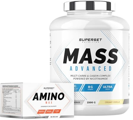 Superset Nutrition | Programme Prise de Masse Débutant - Mass Advanced 2,5kg Vanille Crémeuse - Amino Max