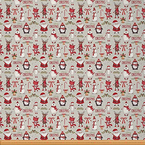 Weihnachtsstoff Meterware Weihnachtsmann Polsterstoff Glocke Hirschgeweih Pinguin Bär Zuckerstangen Dekorationsstoff Fuchs Kaninchen Tierwelt Innen Außenbereich Wasserdichter Stoff 92 x 150 (HxB)