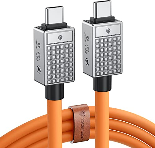 Yottamaster USB C auf USB C Kabel 240W, USB 4 Kabel für Thunderbolt 3/4 Unterstützt 40Gbps Datenübertragung, einzelne 8K/Dual 4K Displays, Kompatibel mit iPhone 15 Pro Max MacBook (1.65ft/0.5m)-Orange